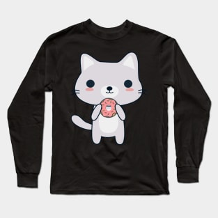 Cute Donut Cat T-Shirt Long Sleeve T-Shirt